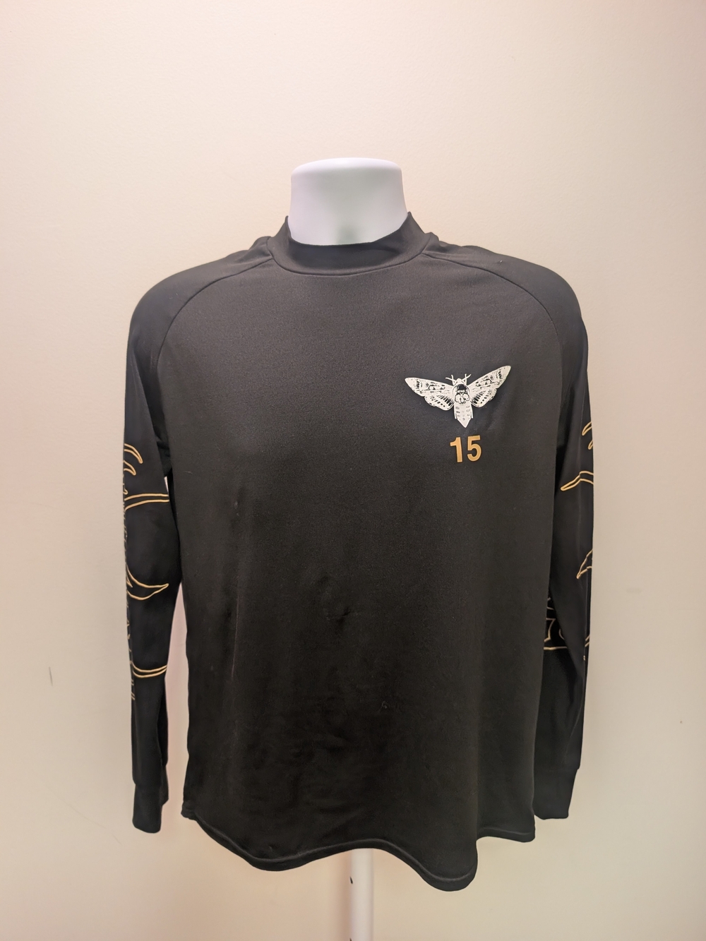 Darc Sport Black Long Sleeve Graphic Tee with Moth & Gold '15'